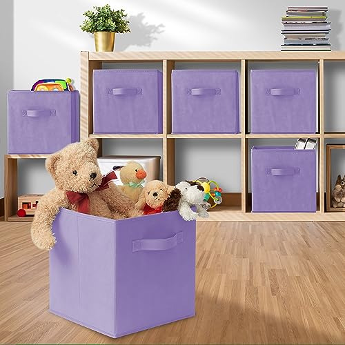 Juego De 6 Cubos De Almacenamiento Plegables De Tela Lavanda