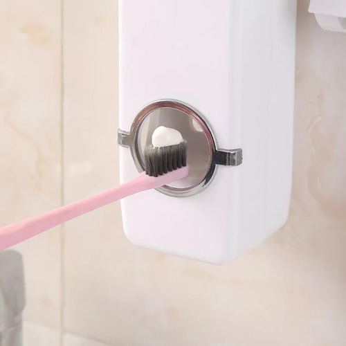 Dispenser Pasta Dental Porta Cepillo 2 En 1 Soporte Touch Me Color Blanco