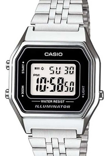 Relógio Casio Feminino Vintage La680wa 1df Prata Digital Fundo Positivo