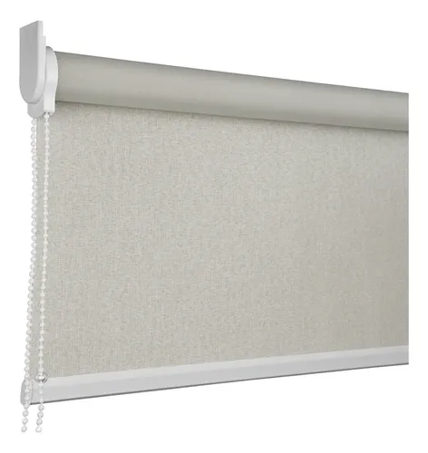 Cortina Rolo Blackout Medida L 1,80 X A 1,50 Blecaute Roller Cor Linho Natural Acabamento Branco
