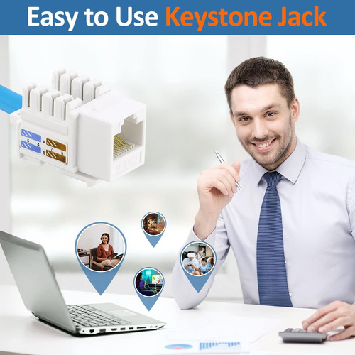 Paquete De 100 Cables Cat6 Rj45 Keystone Jack Utp Modular...