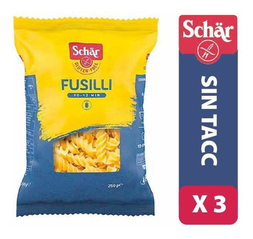 Fideos Sin Tacc Tipo Fusilli Marca Schar  X 3 Unidades