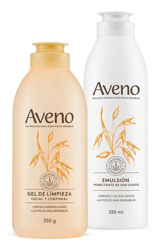 Combo Aveno Emulsion Gel Limpieza Piel Sensible 250 Ml C/u