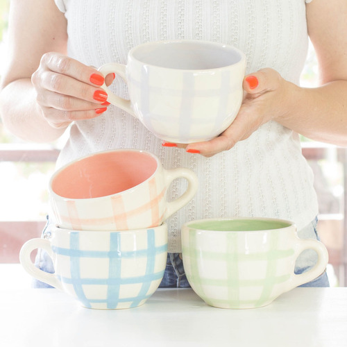 Tazón Taza De Cerámica Cuadrillé