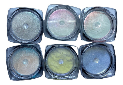 Kit 6 Pó Sereia Cromado Decoração De Unhas E Maquiagem Cor Colorido