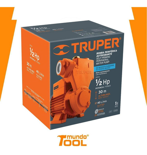 Imagen 3 de 5 de Bomba Eléctrica Autocebante Para Agua 1/2hp Truper 12780