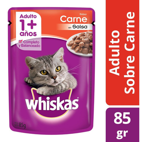 Alimento Húmedo Gato Whiskas Carne Sobre 85 G