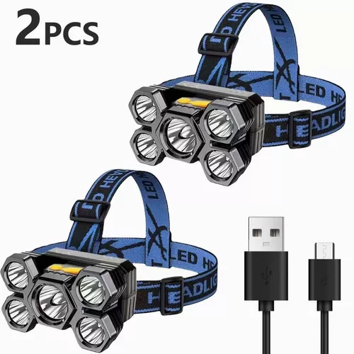 Linterna Frontal 1 Pieza, 5 Led Lámpara Cabeza Led Recargable Usb