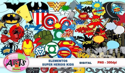 Papeles Digitales #04 - Elementos Super Heroes Kids Clipart