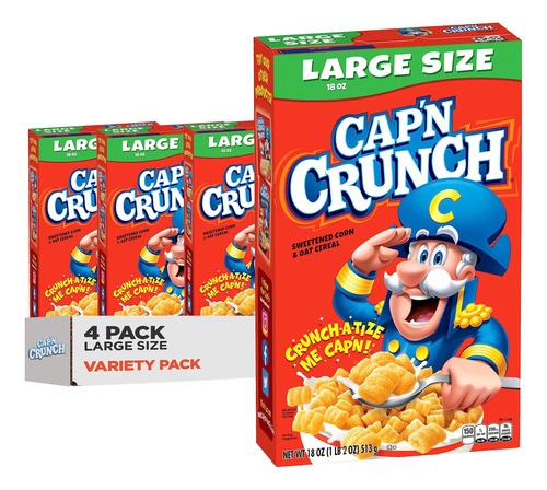 Quaker - Cereales Cap'n Crunch, Sabor Original, Cajas De 18