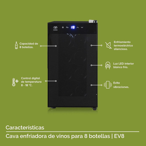 Cava Enfriadora Para 8 Bot Control Digital De Temperatura