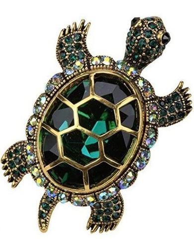 Yacq Mujer Crystal Big Turtle Pin Broche Colgante Accesorios