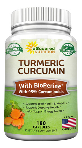 Asquared Nutrition Curcumina De Cúrcuma De  Mg Con Extract.