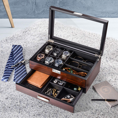 Organizador De Caja De Reloj Para Hombres, Joyero De Reloj D