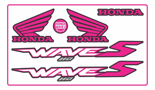 Kit Calcos Fucsia - Honda Wave 110 S - Vinilo Oracal C/laca