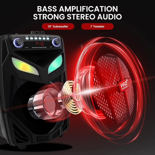 Bafle Bocina Bluetooth, Bocina Amplificada 15 Pulgadas,recargable Profesional Altavoces Speaker Control Y Micrófono,bafle Karaoke Para Fiesta Con Luz Led,con Bluetooth Y Micrófono Negro