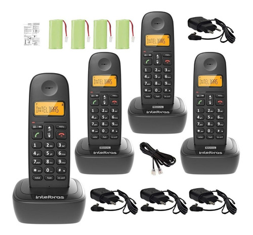 Kit Residencial Telefone Fixo Sem Fio Com 3 Ramal Adicional