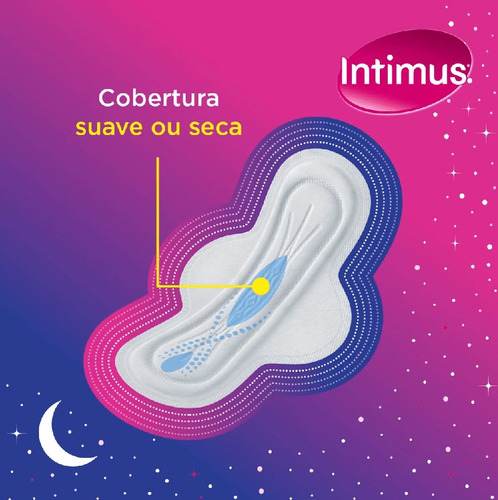 Absorvente Intimus Noturno Com Abas Cobertura Seca 8 Und
