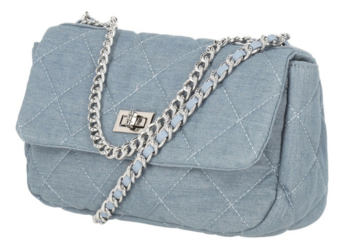Bolso Mujer Crossbody Color Mezclilla 855-32 Azul Acero Lisa Azul Acero