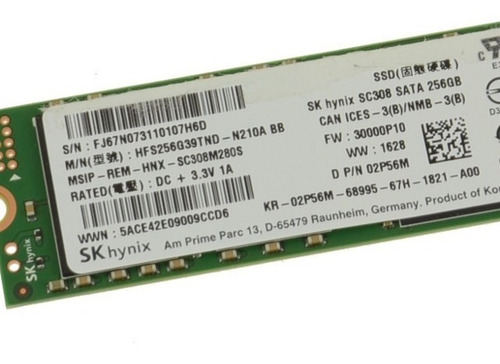 Sk Hynix 256gb Solid State Drive Ssd M.2 80mm Sc308 02p56m