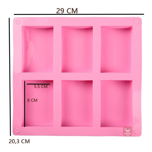 Imagen 3 de 6 de Molde Silicona Rectangular Liso X6 Cavidades Jabon Belgrano