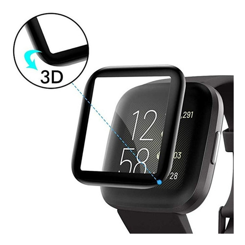 Vidrio Templado Protector Con Marco 3d Para Fitbit Versa 2