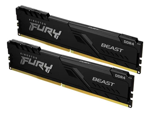 16 Gb Ram Ddr4 3200 Mhz Fury Beast Gamer Kingston Blk 2x 8gb (Reacondicionado)