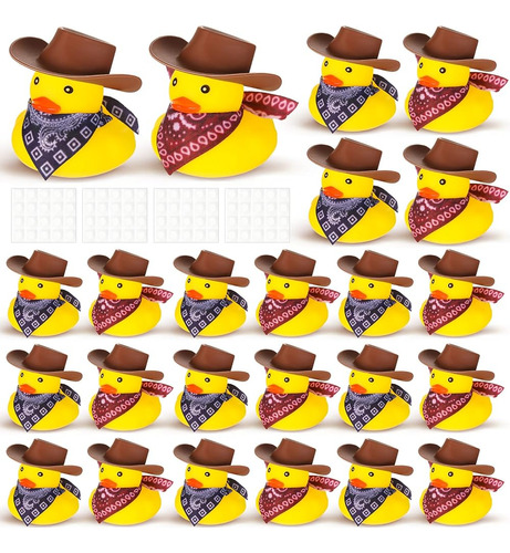 Hanaive Set De 24 Cowboy Rubber Duck Con Sombrero Y Bufanda,