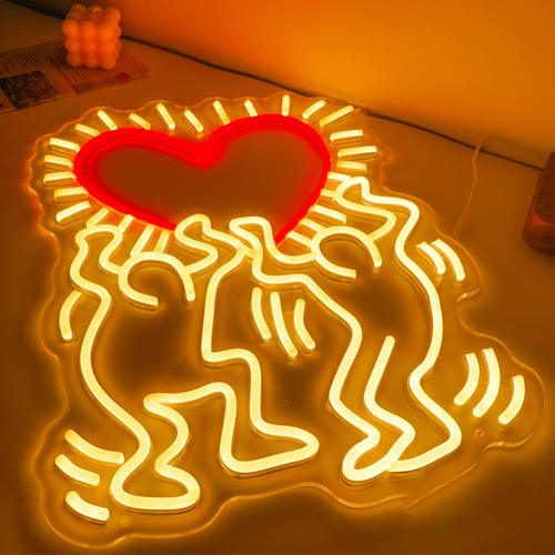 Letrero Neón Keith Haring Love Art C/control Acrilico Grueso Color Blanco+rojo