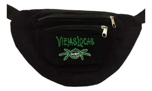Viejas Locas Riñonera Corderoy Bordada 2 Cierres Unisex