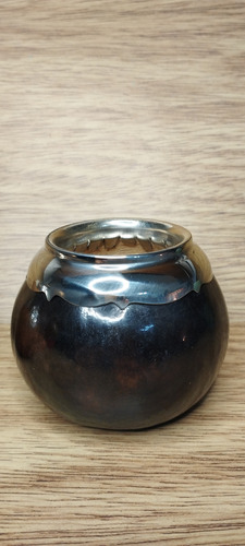 Mate De Calabaza Con Virola Labrada De Alpaca Negro
