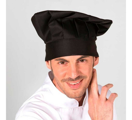Gorro Chef Francés Gabardina Ajustable Blanco Y Negro