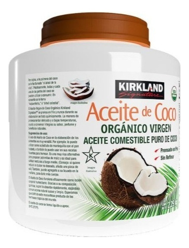 Aceite De Coco Orgánico Virgen, Comestible, Kirkland 2.29 Kg