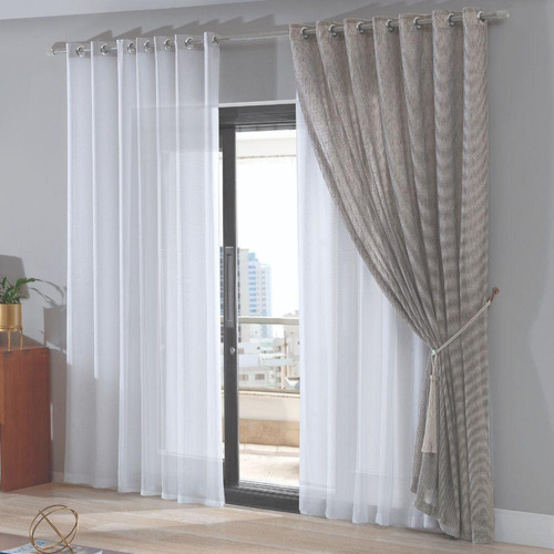 Xale Para Cortina Malta Bella Janela 2,10m X 2,80m Taupe