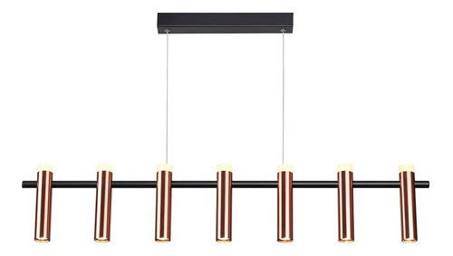 Luminaria Pendente Led Moderno Teto Tubi Cobre E Preto