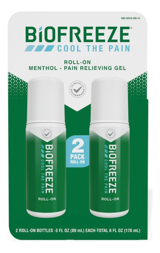 Biofreeze Cool The Pain 2 Pack Roll On 89ml C/u