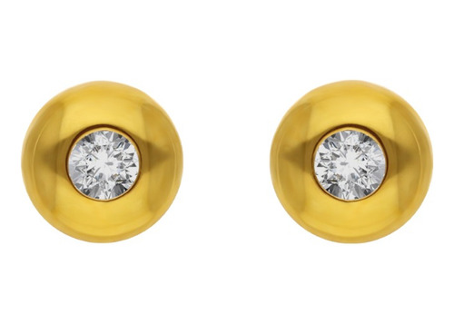 Broquel De Oro Amarillo 14k C/12 Pts De Diamante
