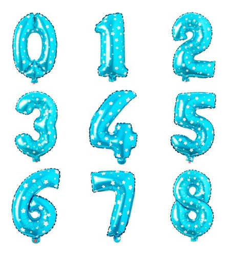 Globos Metalizados Números Estrella 16 Pulgadas -cienfuegos- Color Celeste 1