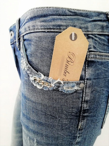 Imagen 6 de 7 de Jeans Italianos Alicrados Desfelcado Abajo Cadenas