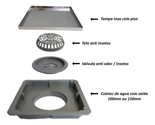 Ralo Inox Oculto 15x15 Anti Odor/inseto Banheiro Inteligente