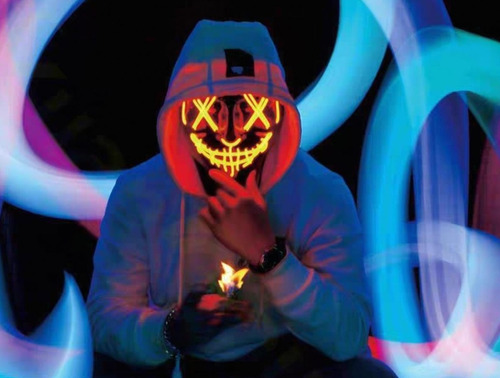 Mascara Terro Led Neon Assustadora Festa Balada Cosplay Face Cor Verde