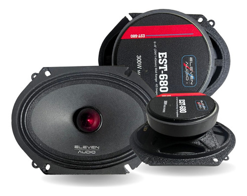 Par De Medio Rango De 6x8 PuLG 150w Eleven Audio Est-680 Color Negro