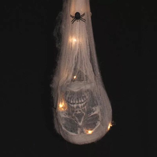 Halloween Craneo Calavera Tela Araña Colgante Luminoso Led