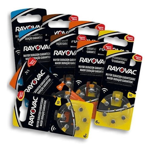 Pilas Para Audífono Rayovac Pack 10 Blister De 6un 4 Modelos