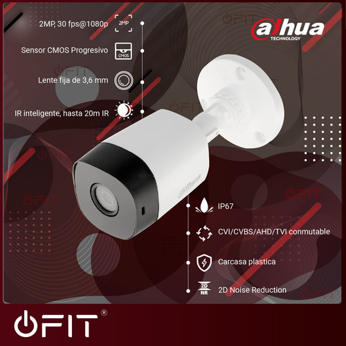 Cámara de seguridad Dahua HAC-B1A21 3.6mm Cooper con resolución de 2MP visión nocturna incluida blanca