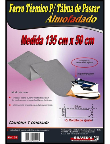 Imagem 2 de 9 de Forro Térmico Tábua De Passar Roupa Forro Metalizado 1,35x50
