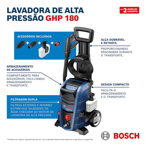 Lavadora De Alta Pressão 1500w Ghp 180 Bosch 220v