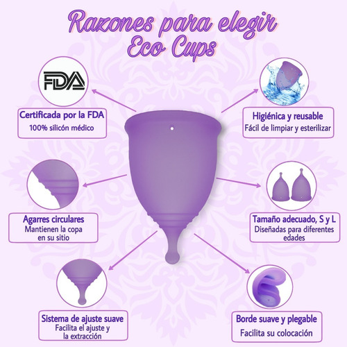 Kit Completo Copa Menstrual Certificada Fda. Eco Cup