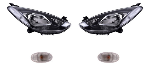 Paquete De 2 Faros Y 2 Cuartos P/ Mazda 2 2012/2015 Depo