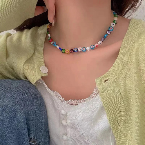 Collar Con Cuentas Esmaltadas De Colores 2023, Nuevo Sentido